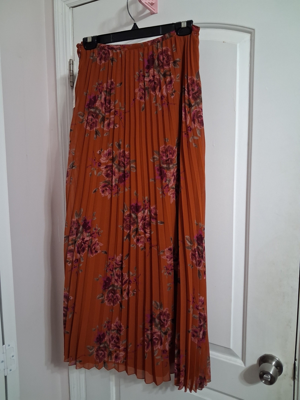 Elle Rust Floral Pleated Maxi Skirt